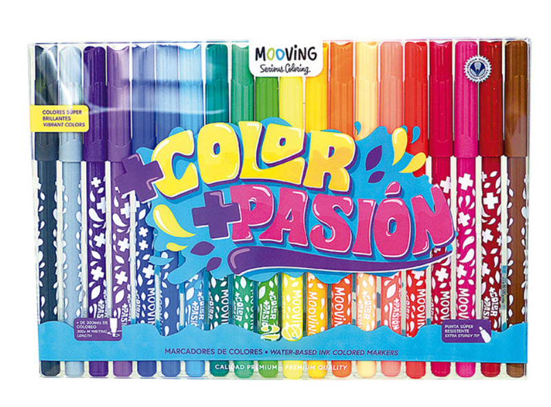 Marcadores de Colores - Color + Pasion (20pzs) - Mooving