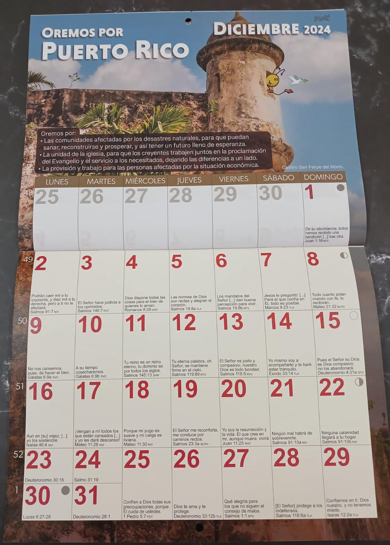 Calendario de Pared 2024 - Oremos Por El Continente - Pechi