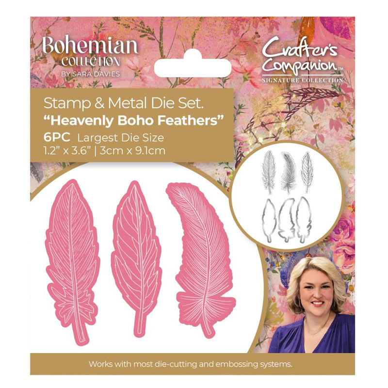 Heavenly Boho Feathers - Troquel y Sello - Crafters Companion