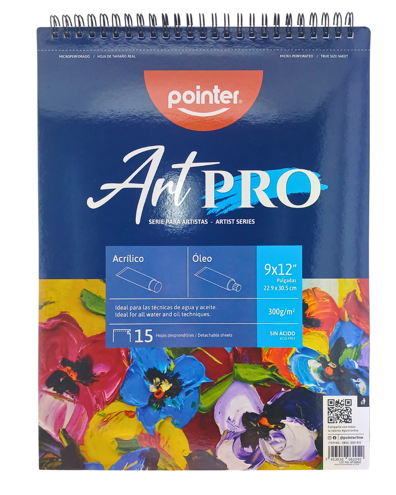Block para Acrilico y Oleo -  9x12'' - Pointer