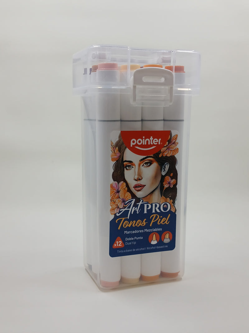 Marcadores al Alcohol (12 Pz) - Art Pro - Tonos Piel - Pointer