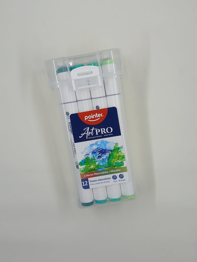 Marcadores al Alcohol (12 Pz) - Art Pro - Tonos Naturaleza - Pointer