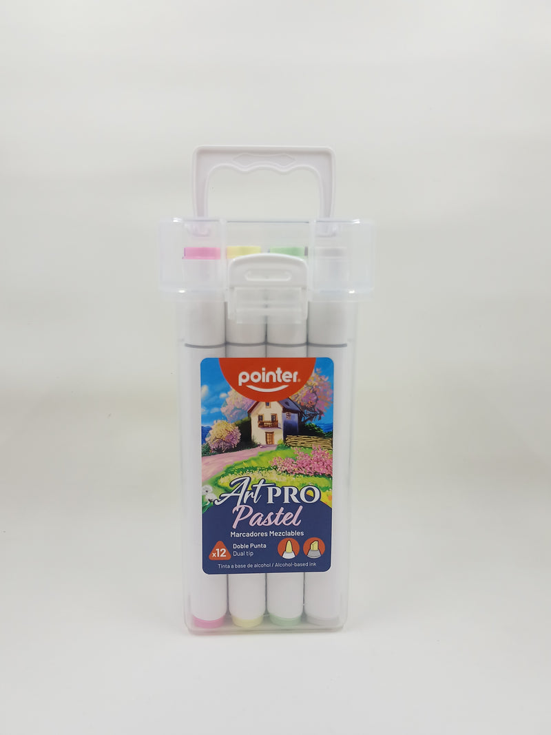 Marcadores al Alcohol (12 Pz) - Art Pro - Tonos Pastel - Pointer