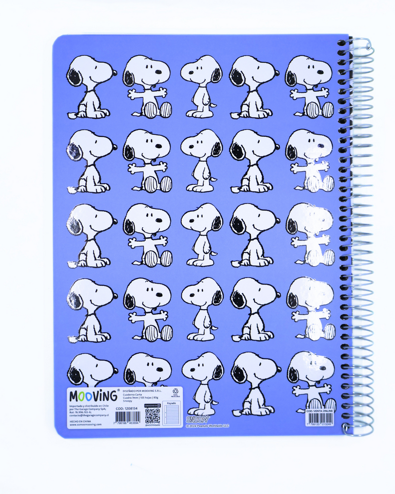 Cuaderno Snoopy (Azul) - 3 Materias - Mooving