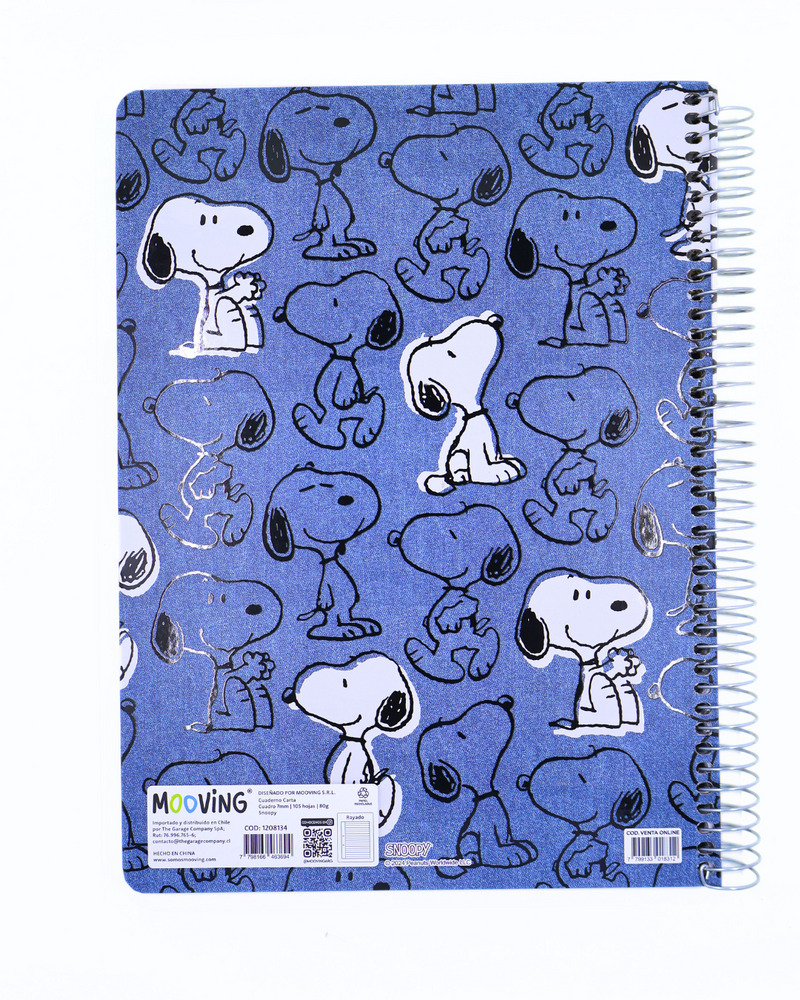 Cuaderno Snoopy (Jean Azul) - 3 Materias - Mooving