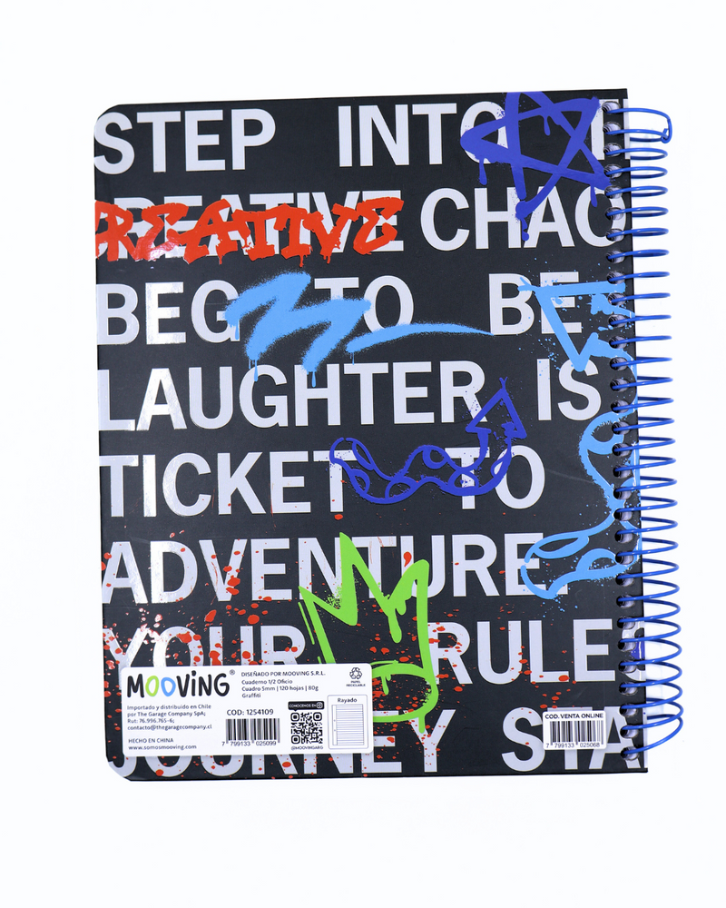 Cuaderno Grafitti 1 - 3 Materias - Mooving