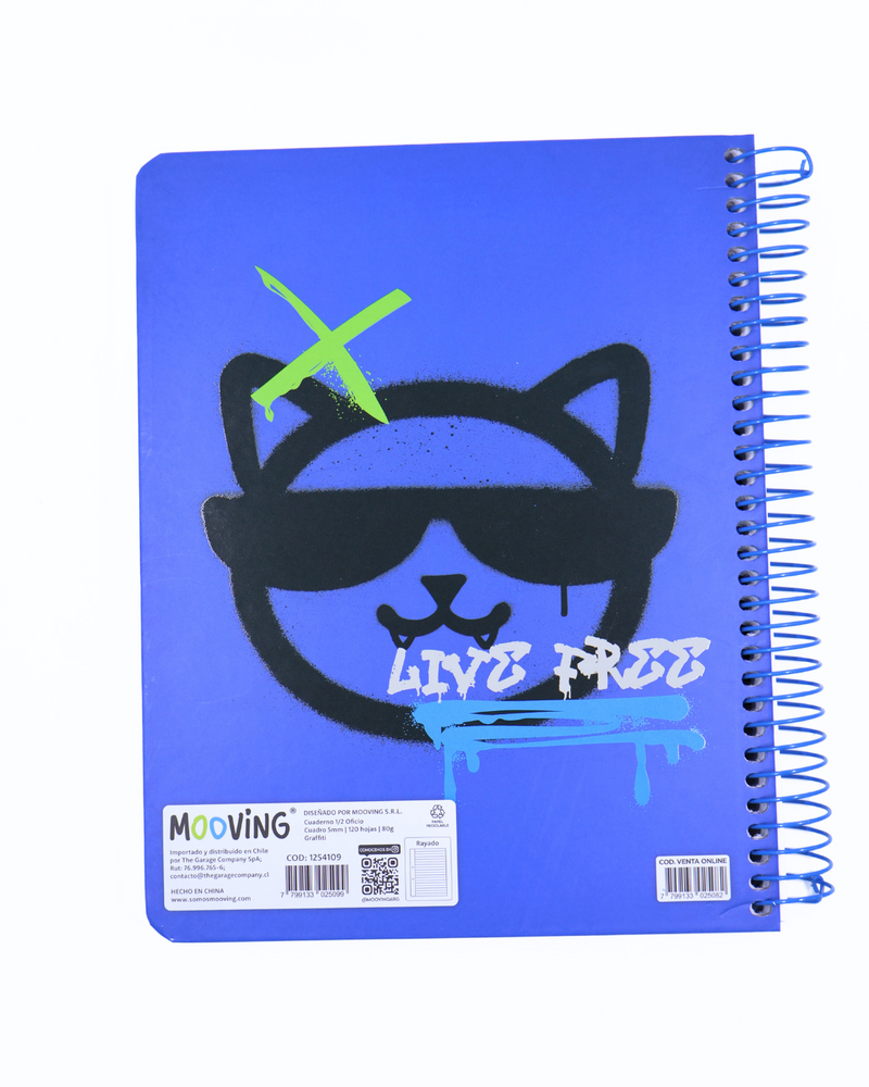 Cuaderno Grafitti 2 - 3 Materias - Mooving