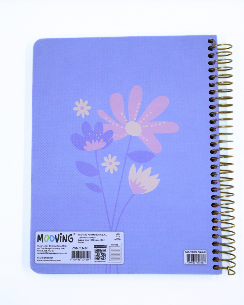 Cuaderno Garden 1 - 3 materias - Mooving