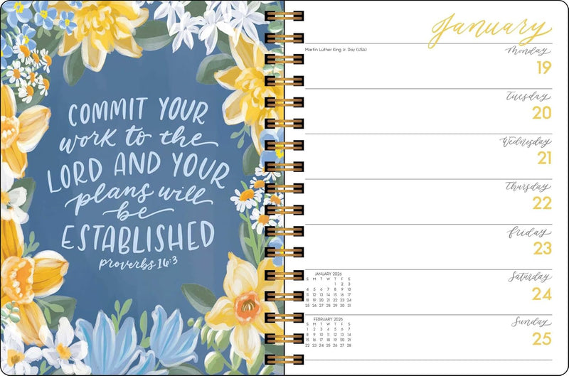 Planificador mensual/semanal - Escrituras y flores - 2026