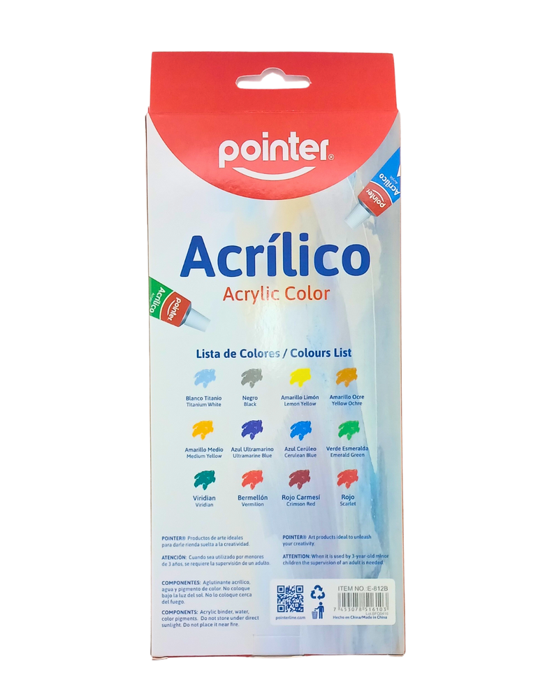 Pintura Acrílica - Set de 12 (12 ml) - Pointer