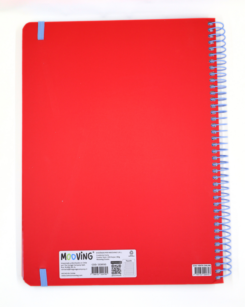 Cuaderno Carta Notes (Rojo) - 3 Materias - Mooving