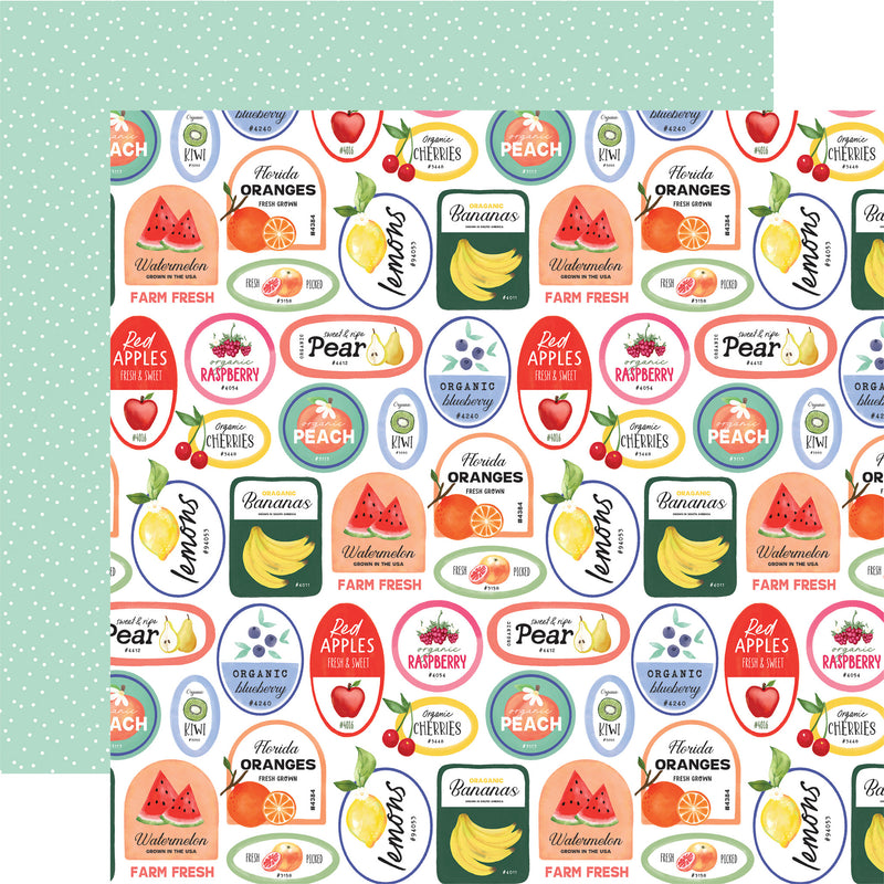 Fruit Stand - Produce Labels - Papel Scrap 12x12  - Echo Park
