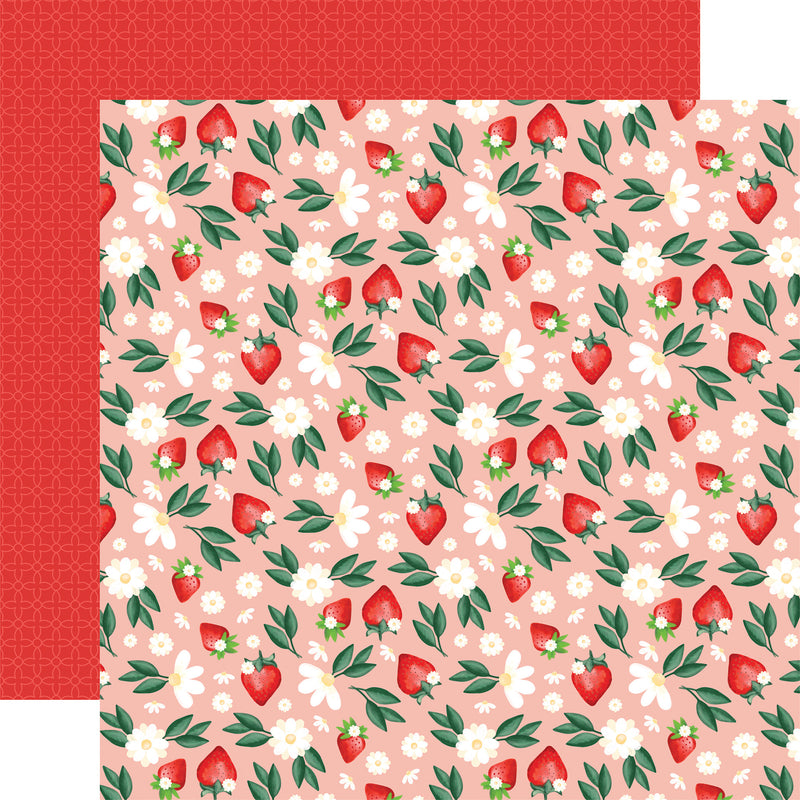 Fruit Stand - Sweet Day Strawberries - Papel Scrap 12x12  - Echo Park