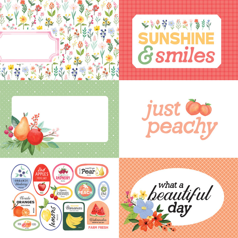 Fruit Stand - 6x4 Journaling Cards - Papel Scrap 12x12  - Echo Park