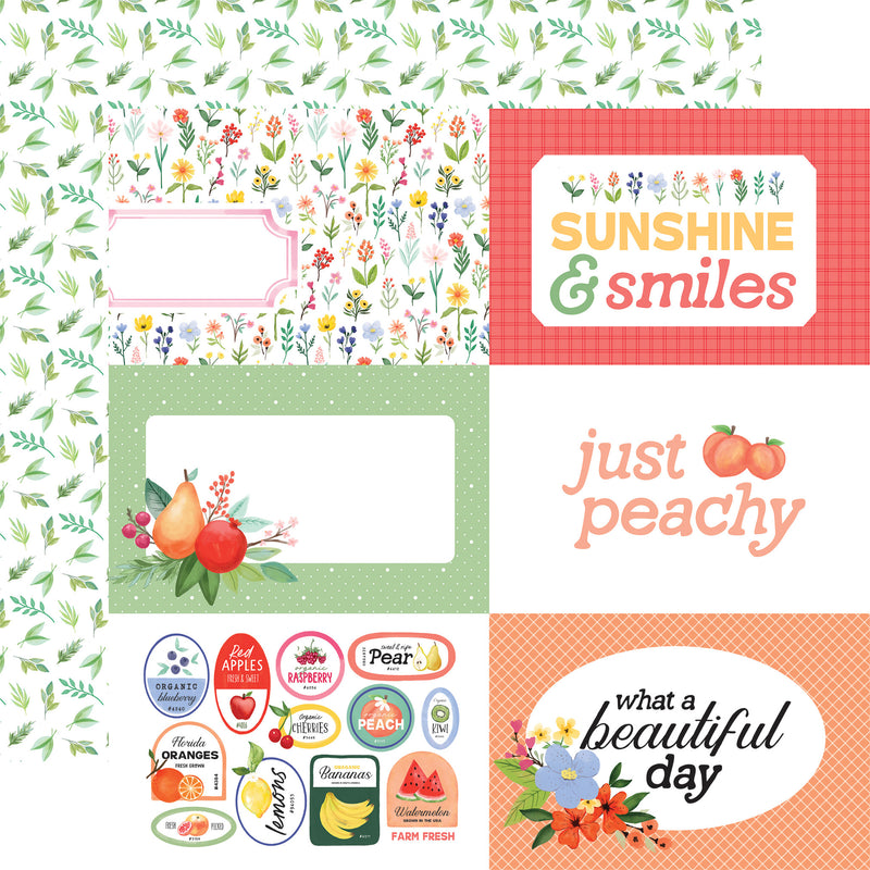 Fruit Stand - 6x4 Journaling Cards - Papel Scrap 12x12  - Echo Park