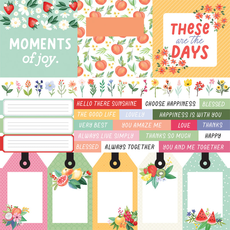 Fruit Stand - Sunshine Journaling Cards - Papel Scrap 12x12  - Echo Park
