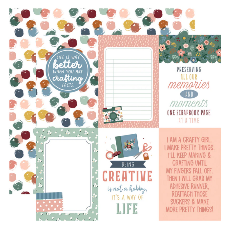 Let's Create - Papel Scrap 12x12 - Journaling Cards 4x6 - Echo Park