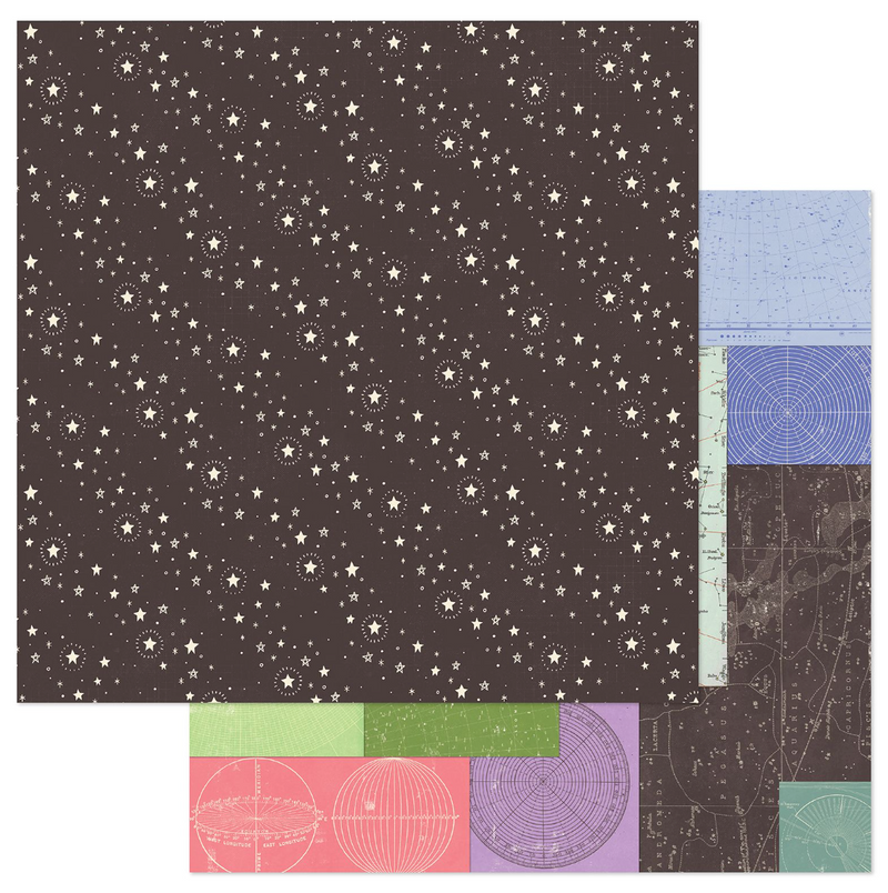 Moonlight Magic - Papel Scrap 12x12 - Moon and Stars - Crate Paper