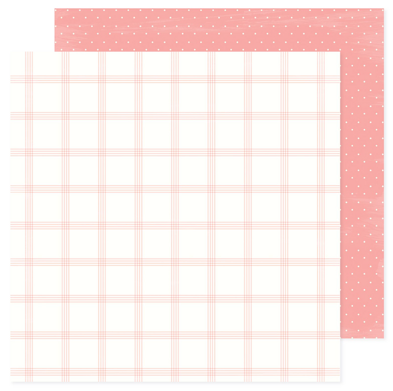 Hello Little Girl - Papel Scrap 12x12 - Pink Plaid - AC