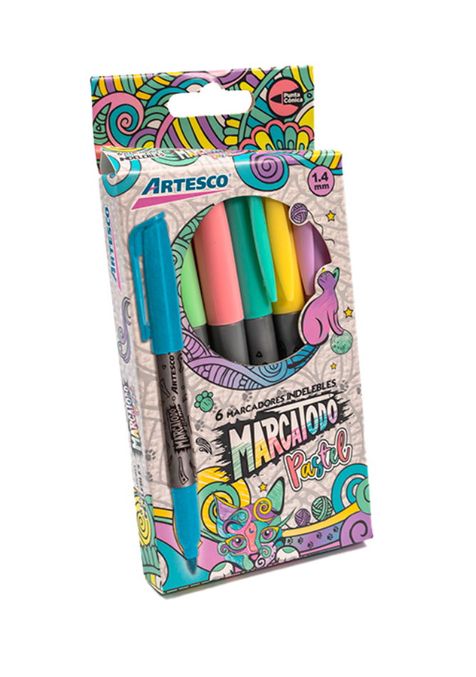 Marcadores Permanentes Colores Pastel - Set de 6 - Artesco