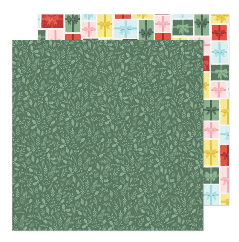 Mittens and Mistletoe - Papel Scrap 12x12 - Evergreen - Crate Paper