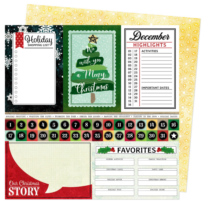 Evergreen And Holly - Papel Scrap 12x12 - 12. December Highlights - VB