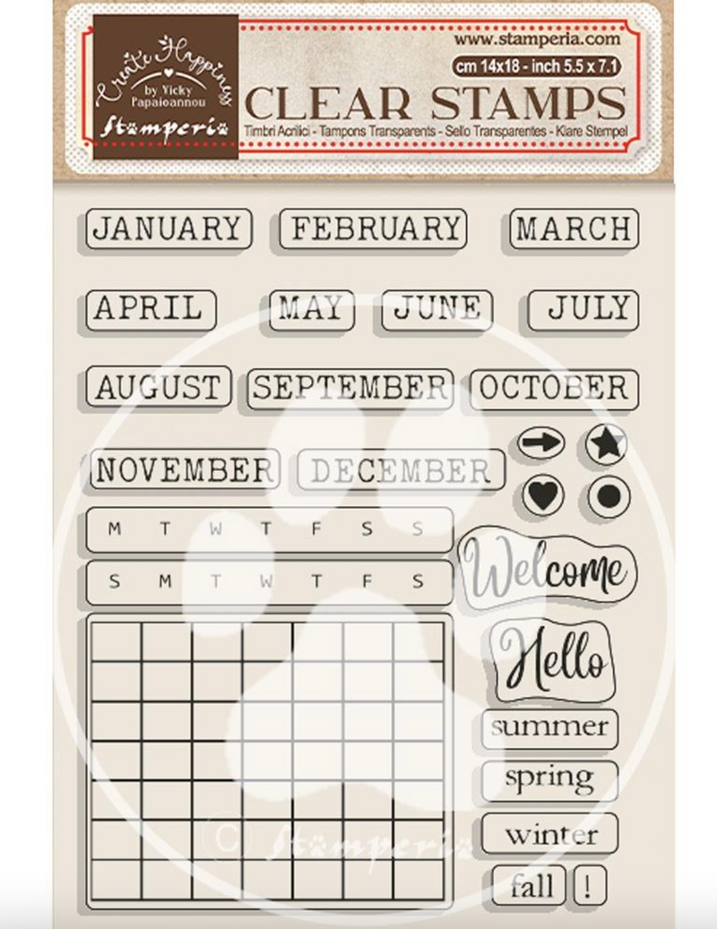 Create Happiness - Calendar Monthly - Sellos Acrílicos - Stamperia