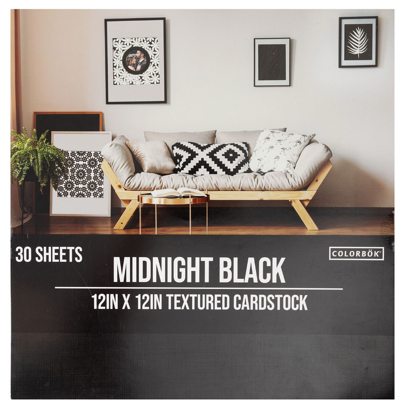 Midnight Black - Block de Cartulina Texturizada 12x12 - Colorbock