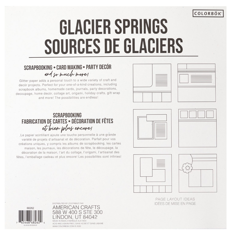 Glacier Springs - Block de Cartulina Glitter 12x12 - Colorbok