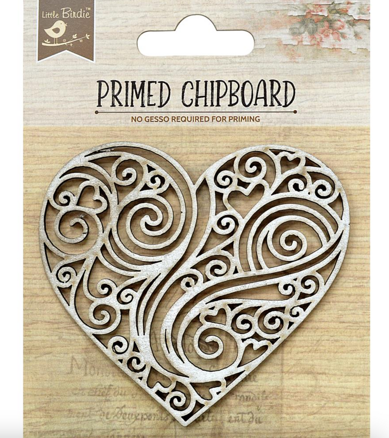 Primed Chipboard - Loving Heart (1 PC) - Little Birdie