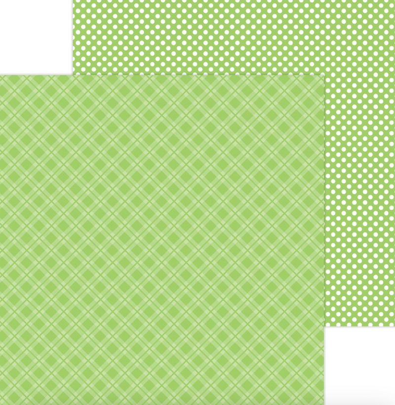 Limeade Plaid Polka Dot - Hoja 12x12  - Doodlebug Design