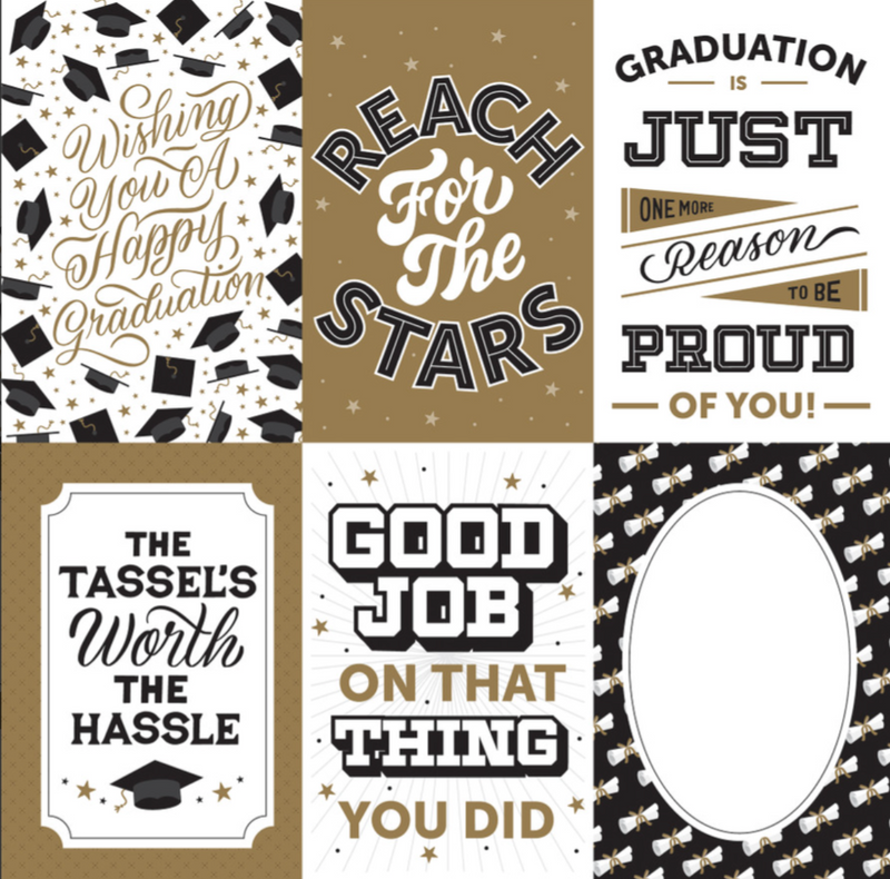 Graduation - 4x6" Journaling Cards - Papel Scrap 12x12  - Echo Park