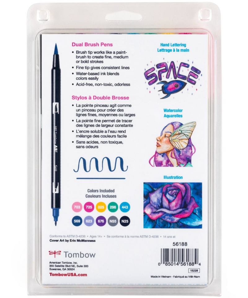 Dual Brush Marker  - Galaxy 10 Pack - Tombow