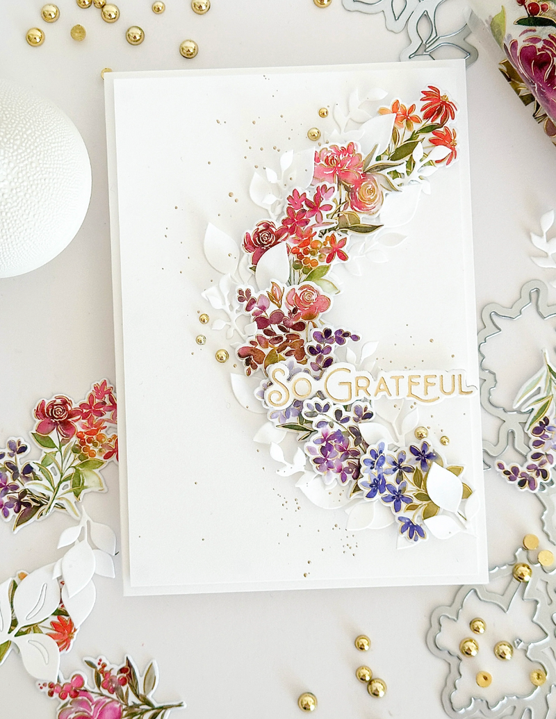 Kit de Sello, Troquel y Stencil - Garden Bouquet - Pinkfreshstudio