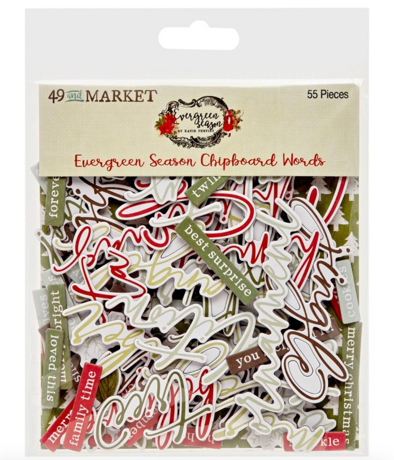 Evergreen Season - Chipboard Words - 49 and Market