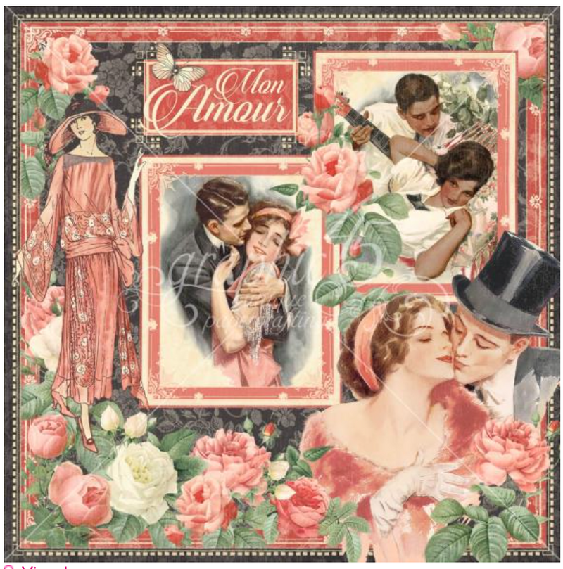 Mon Amour - 24 papeles doble cara 12x12 - Graphic 45