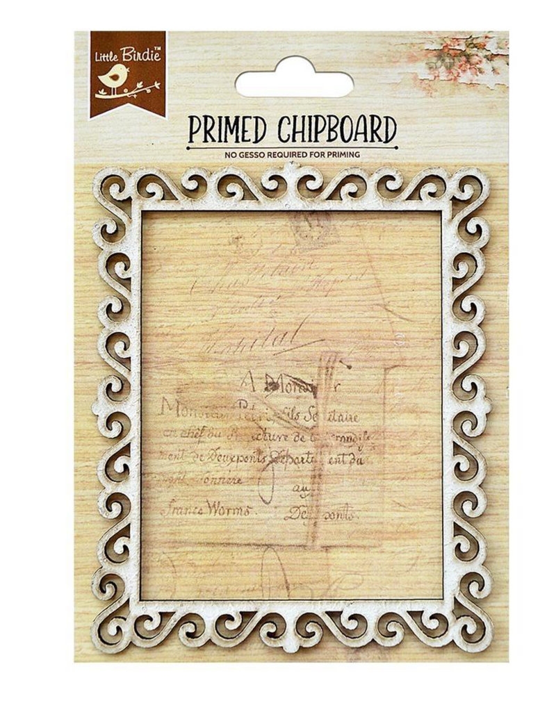 Chipboard con imprimación, corte láser - Marco Rectangular - Little Birdie