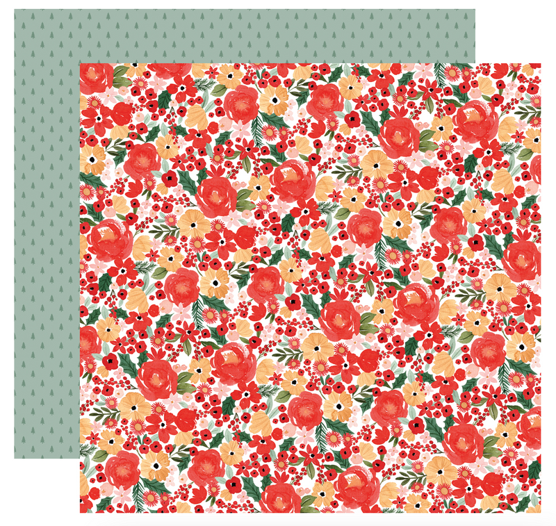 Joyful Christmas Flora - Joyful Small Floral - Papel Scrap 12x12  - Echo Park