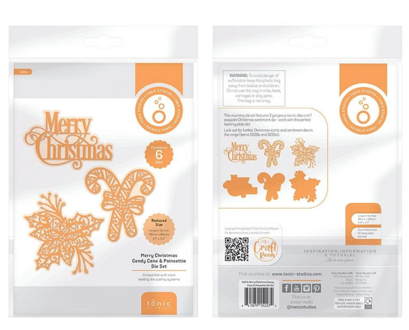 Merry Christmas Candy Cane & Poinsettia - Set de Troqueles - Tonic Studio