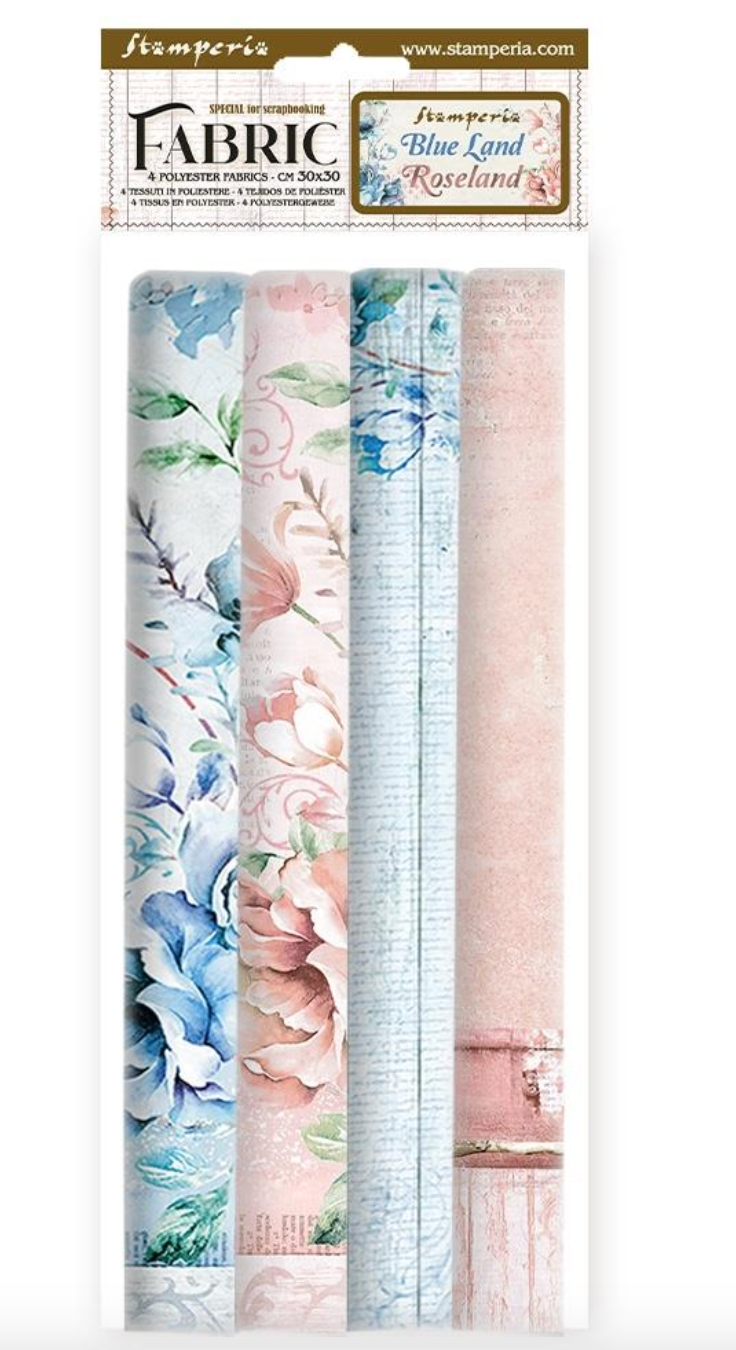 Blue and Rose Land - Tela de Polyester 12"x12" - Stamperia