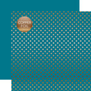 Dots & Stripes: Foil Cobrizo Azul - Papel Scrap Doble Cara 12x12  - Echo Park