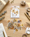 Set de 50 pegatinas transparentes - Flores ámbar