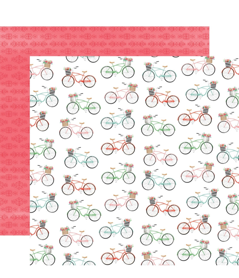 Summer Market - Bikes - Papel Scrap 12x12  - Echo Park