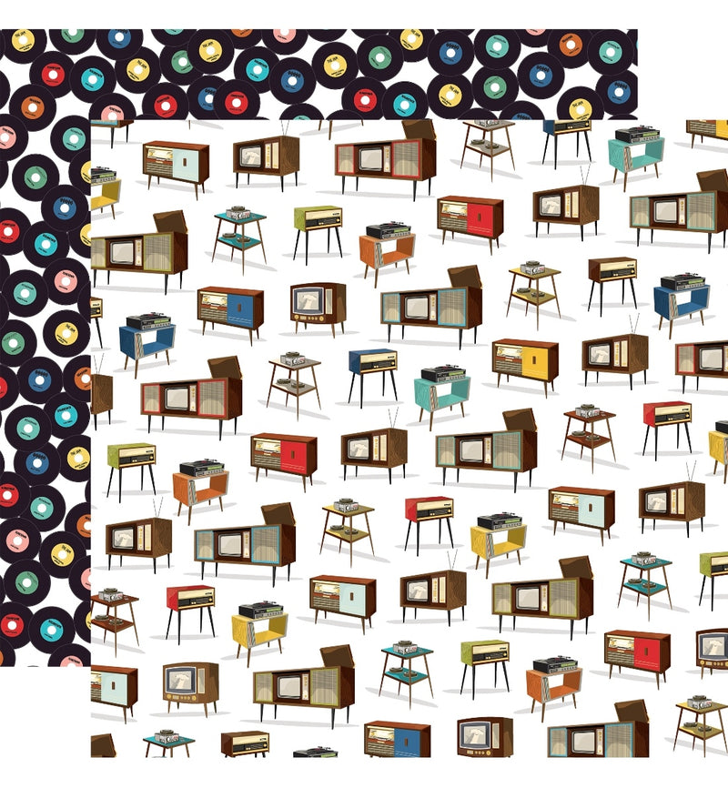 Family Night - Stereos & TVs - Papel Scrap 12x12  - Echo Park