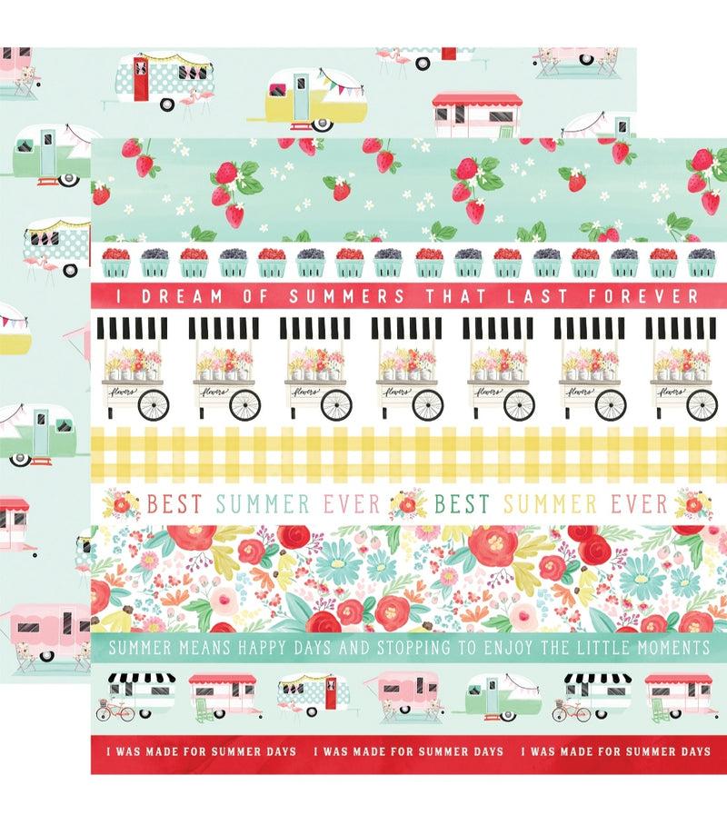 Summer Market - Border Strips - Papel Scrap 12x12  - Echo Park