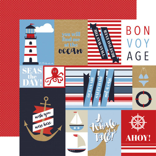 Deep Blue Sea - Journaling Cards - Papel Scrap 12x12  - Echo Park