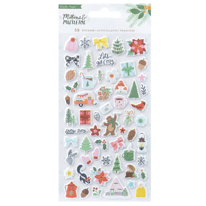 Mittens and Mistletoe - Puffy Stickers - CP