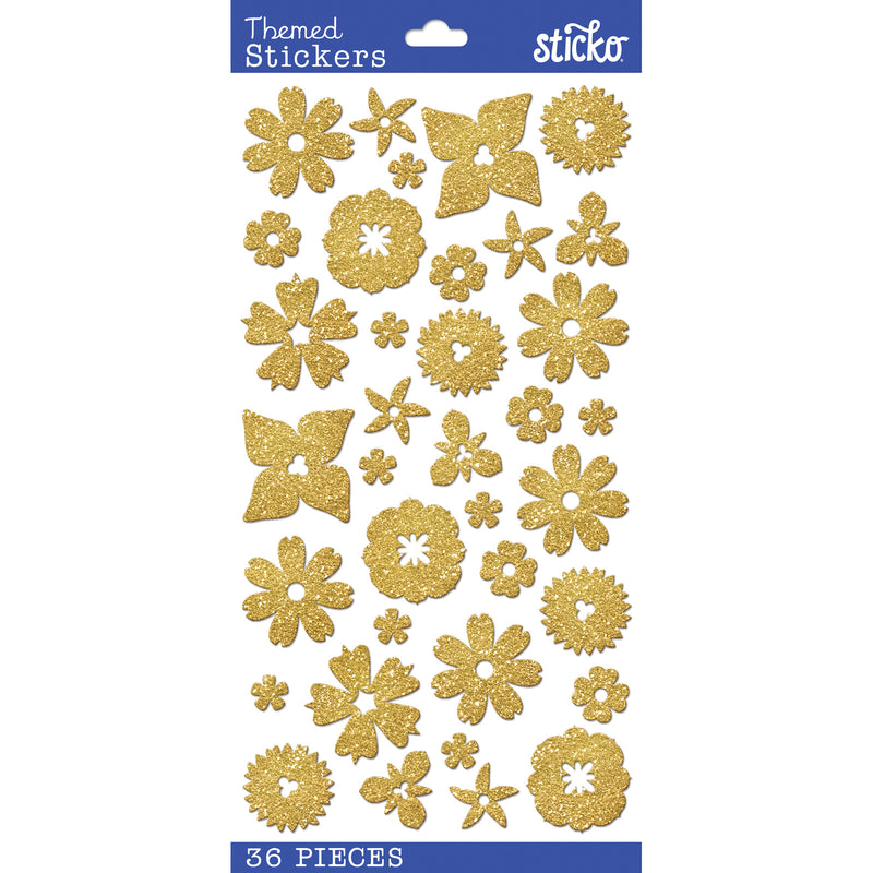 Gold Glitter Flowers - Sticko
