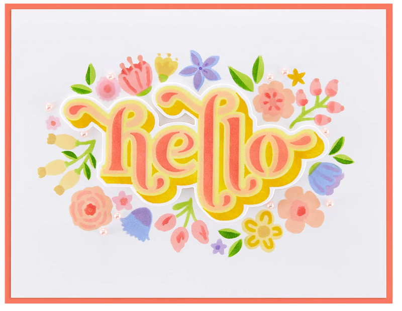 Floral Hello - Stencil y Troquel - Spellbinders