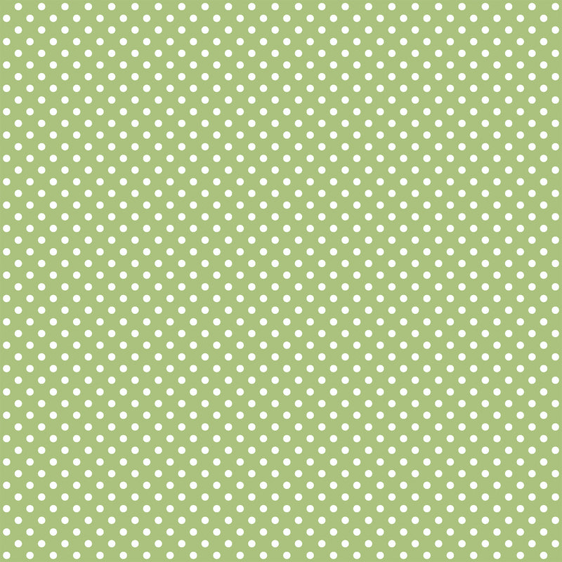Verde Sage y Puntitos Blancos - Hoja 12x12  - Echo Park